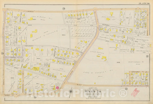 Historic Map : Atlas City of Boston, Vol. 5, Dorchester, Dorchester 1894 Plate 030 , Vintage Wall Art