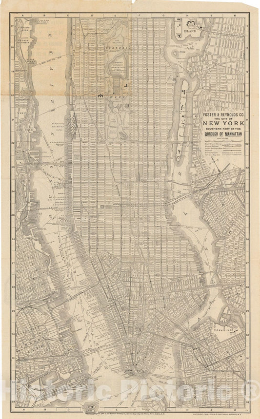 Historic Map : Manhattan 1913 , Vintage Wall Art