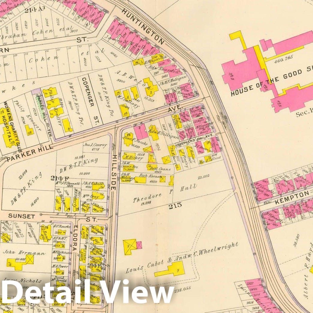 Historic Map : Atlas City of Boston, Roxbury, Roxbury 1906 Plate 019 , Vintage Wall Art
