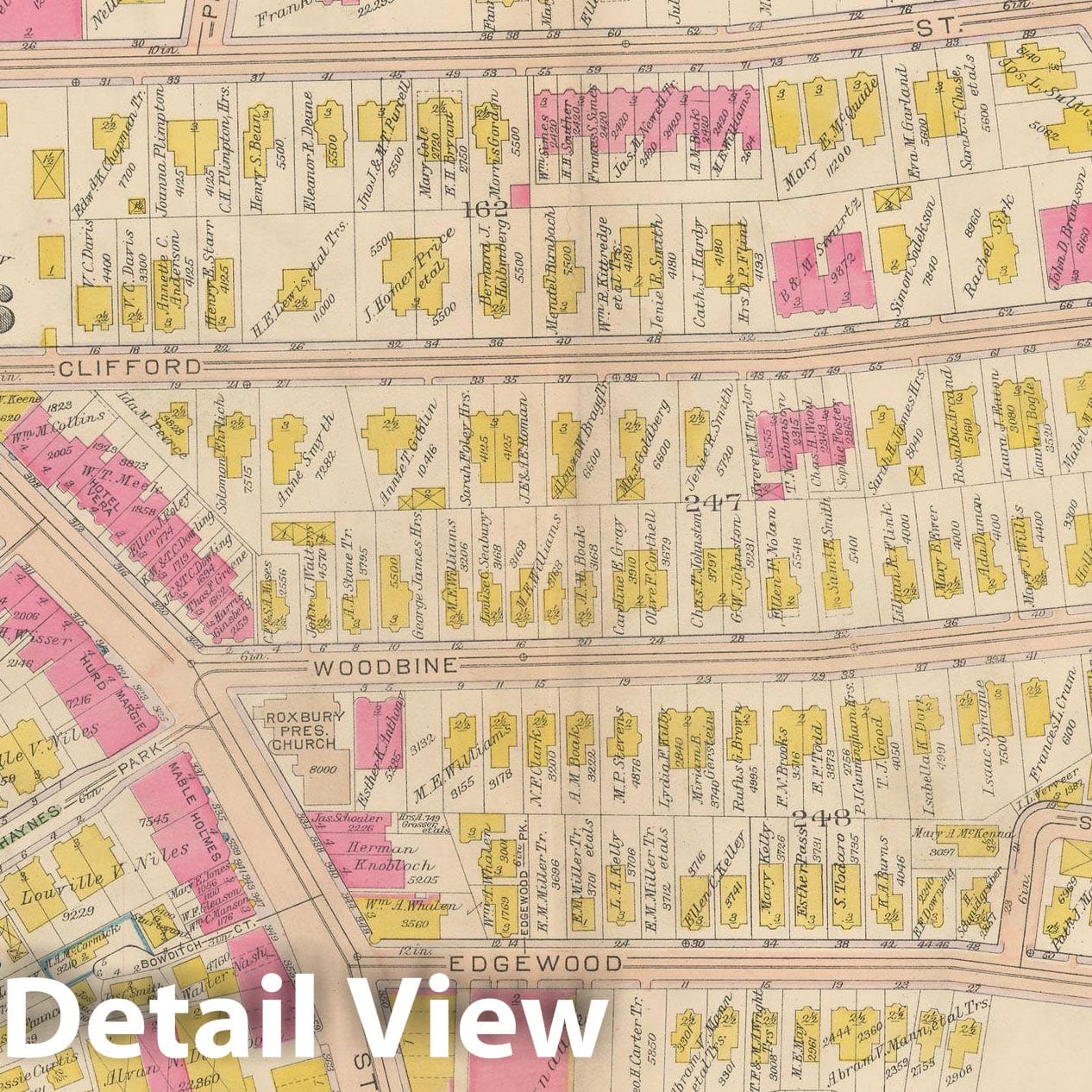 Historic Map : Atlas City of Boston, Roxbury, Roxbury 1915 Plate 034 , Vintage Wall Art