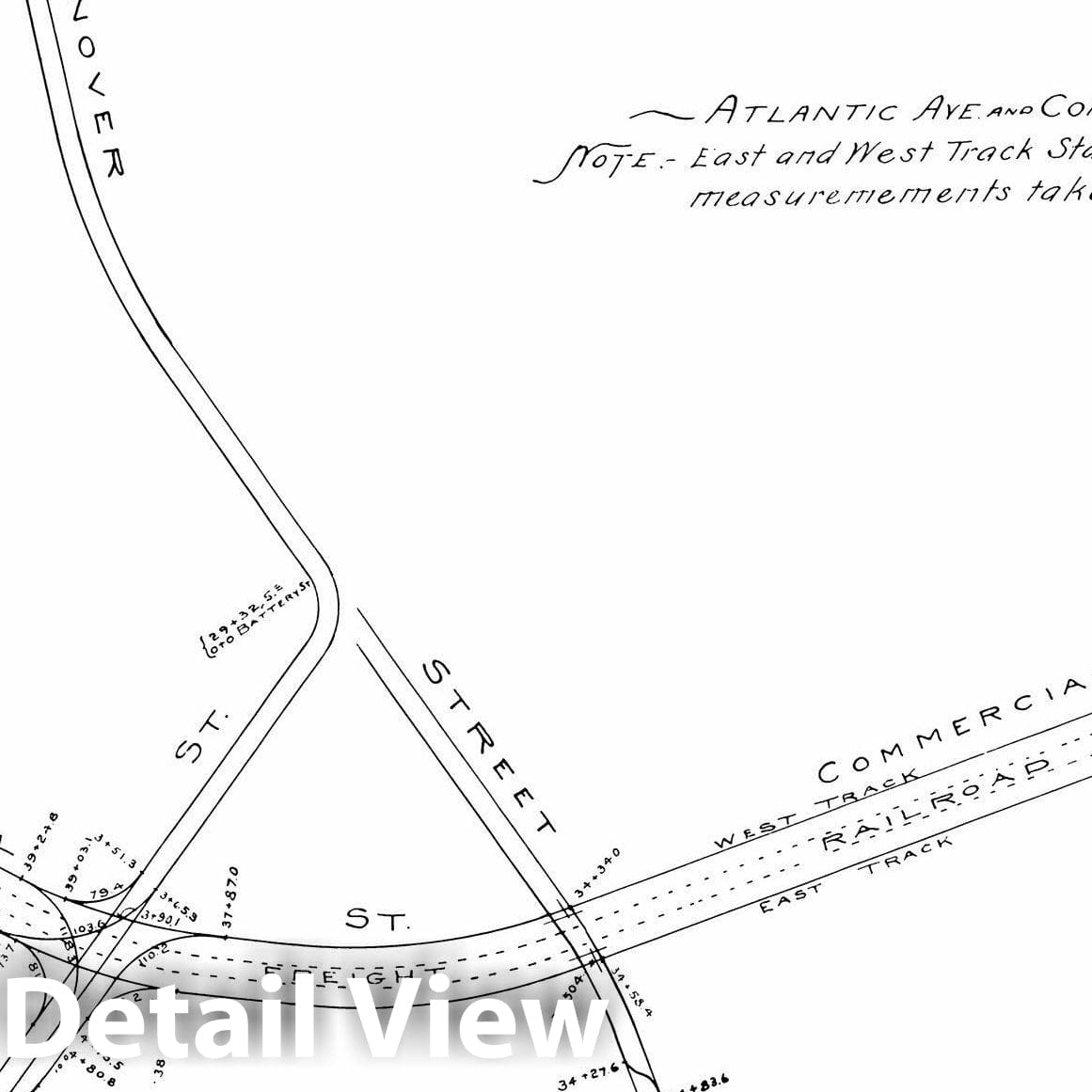 Historic Map : Boston Elevated Railway Track Plans, Boston 1899-1915 Plate 034 , Vintage Wall Art