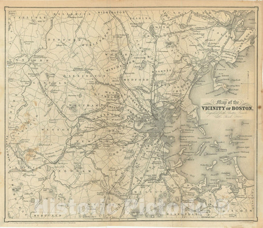 Historic Map : Greater Boston 1871 , Vintage Wall Art