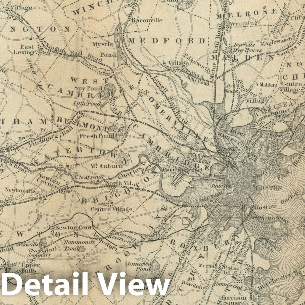 Historic Map : Greater Boston 1871 , Vintage Wall Art
