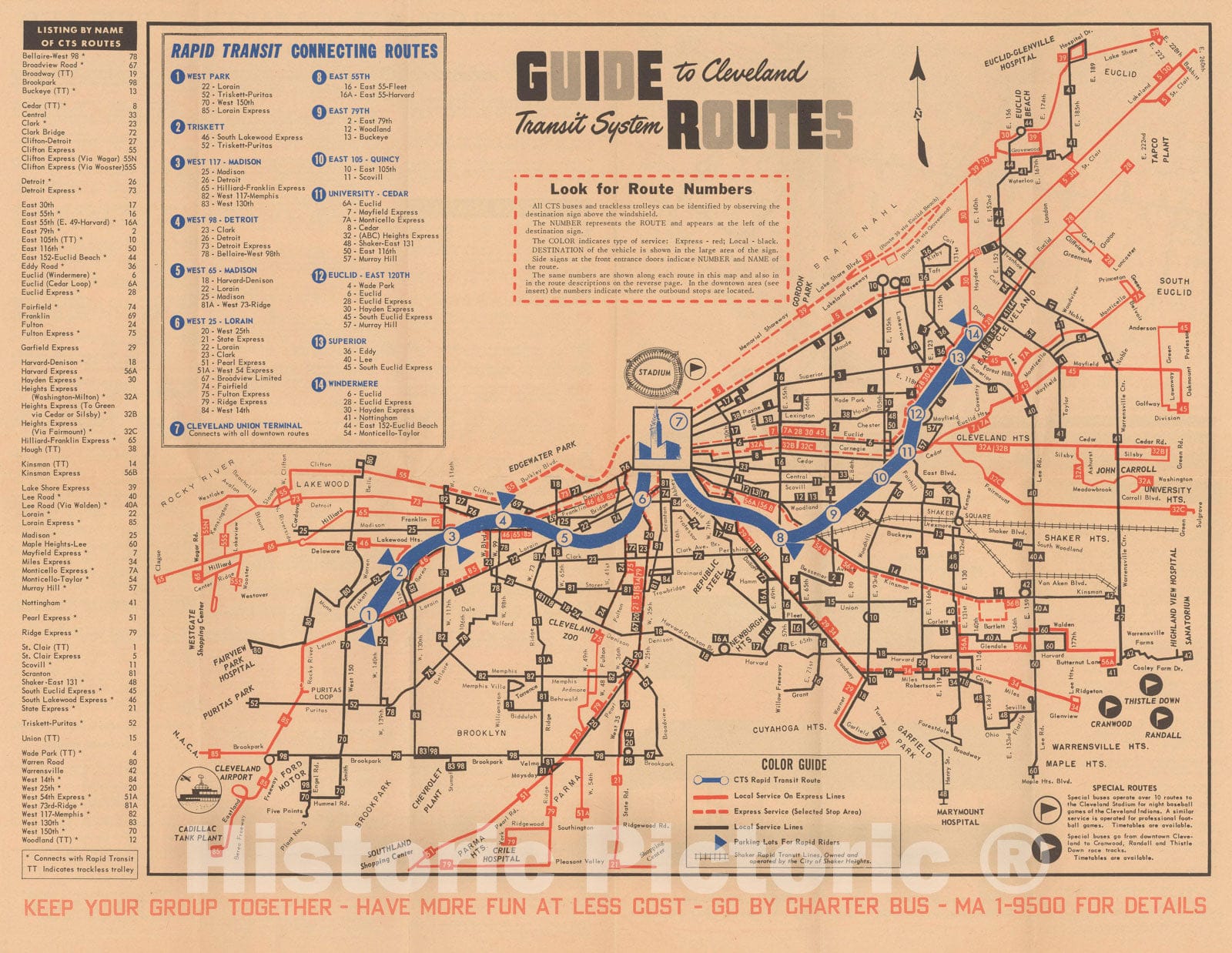 Historic Map : Cleveland Transit System 1958 Railroad Catography , Vintage Wall Art