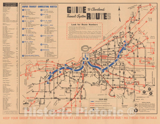 Historic Map : Cleveland Transit System 1958 Railroad Catography , Vintage Wall Art