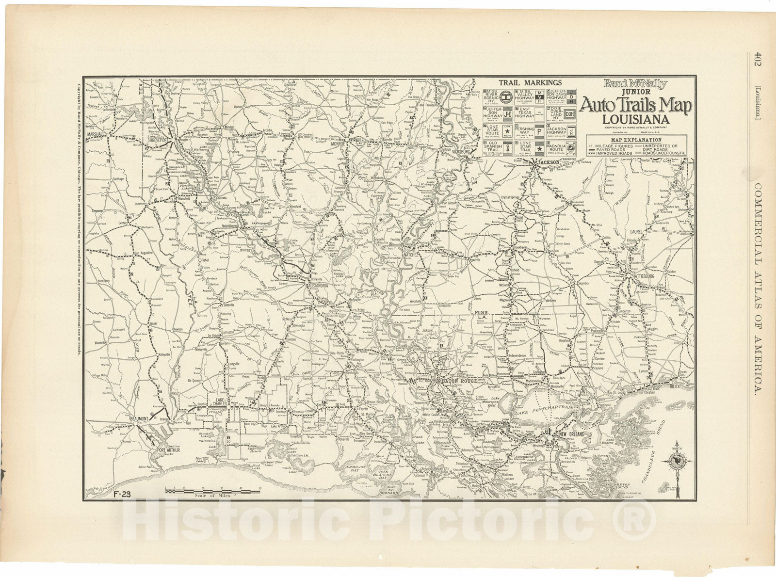 Historic Map : Louisiana 1925 , Vintage Wall Art
