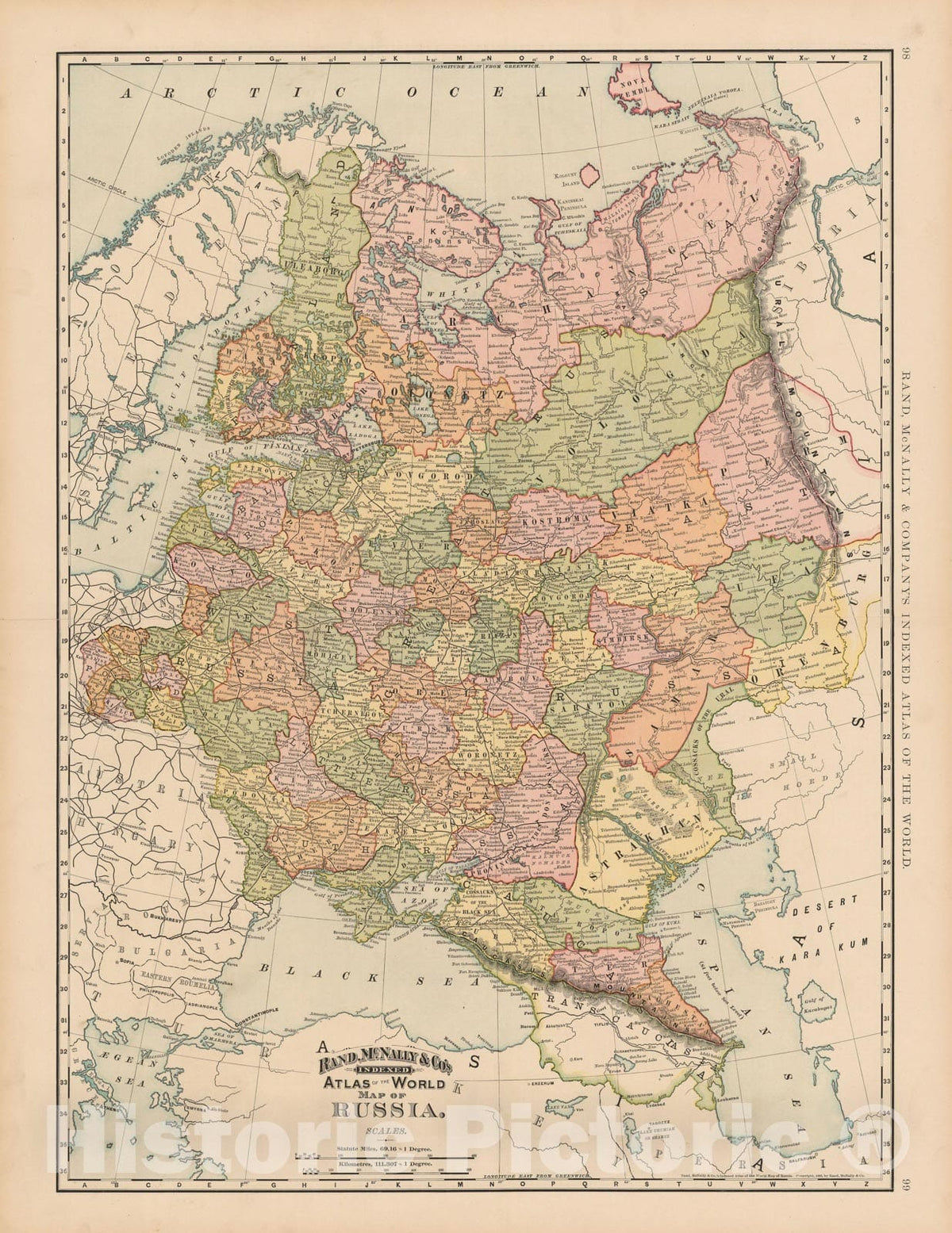 Historic Map : Russia 1892 , Rand McNally's Atlas World , Vintage Wall Art