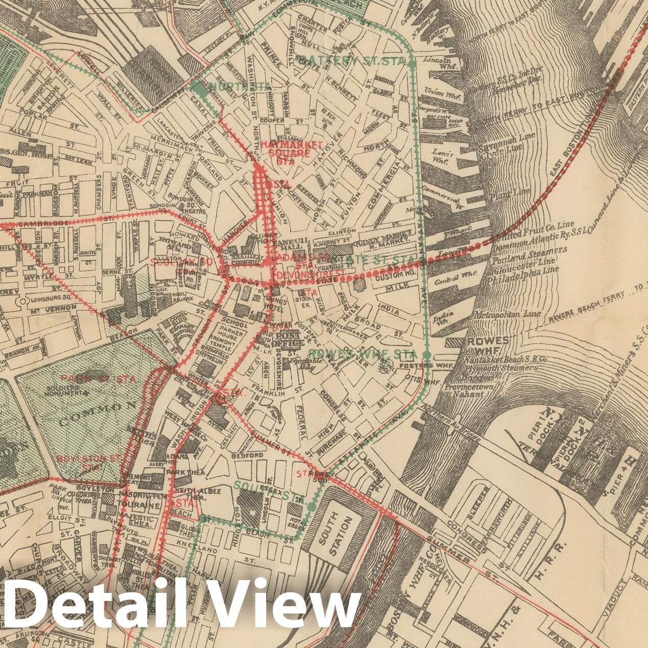 Historic Map : Boston Walker Pocket Maps, 1918 , Vintage Wall Art
