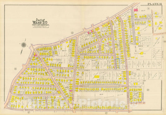 Historic Map : Atlas City of Boston, Dorchester, Dorchester 1910 Plate 011 , Vintage Wall Art