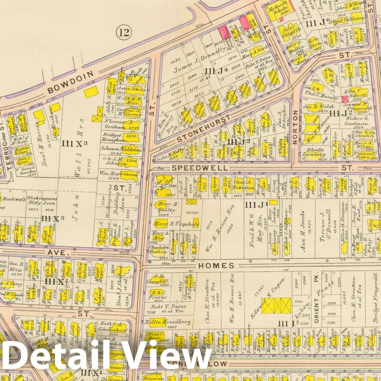 Historic Map : Atlas City of Boston, Dorchester, Dorchester 1910 Plate 011 , Vintage Wall Art