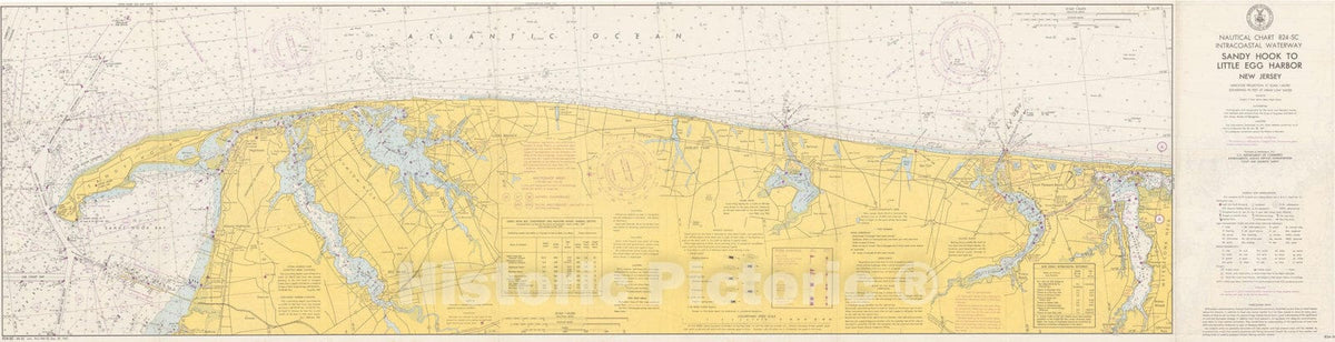 Historic Map : Sandy Hook to Little Egg Harbor: Part 1 1968 Topographic Map , Vintage Wall Art