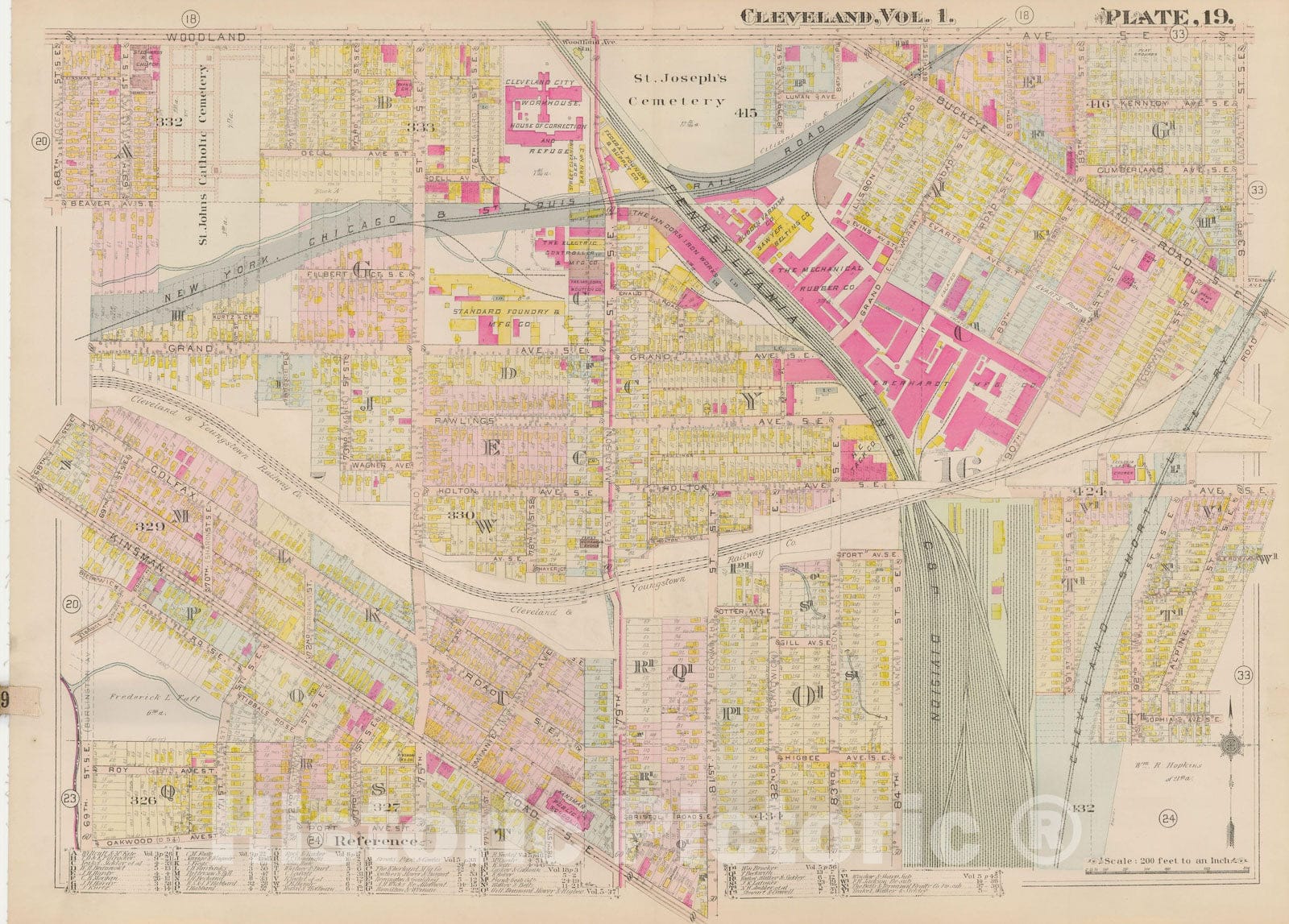 Historic Map : Plat Book of The City of Cleveland, Vol. One, 1912 Plate 019 , Vintage Wall Art