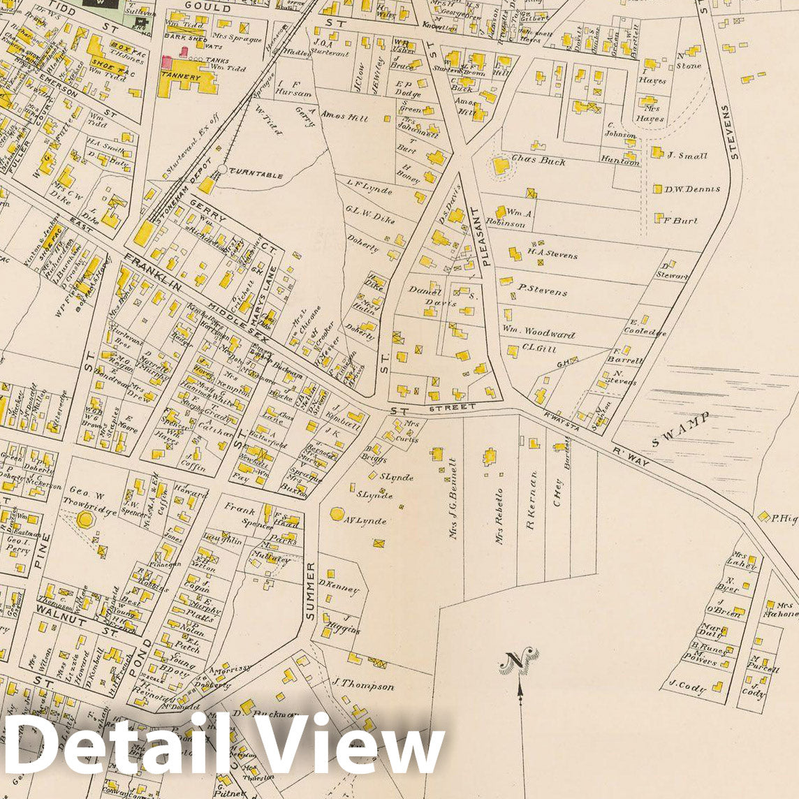 Historic Map : Atlas of Middlesex County, Massachusetts, Stoneham 1889 , v2, Vintage Wall Art