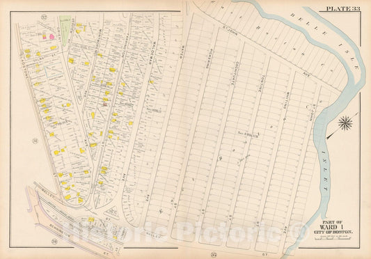 Historic Map : Atlas City of Boston: Charlestown and East Boston, East Boston 1912 Plate 033 , Vintage Wall Art