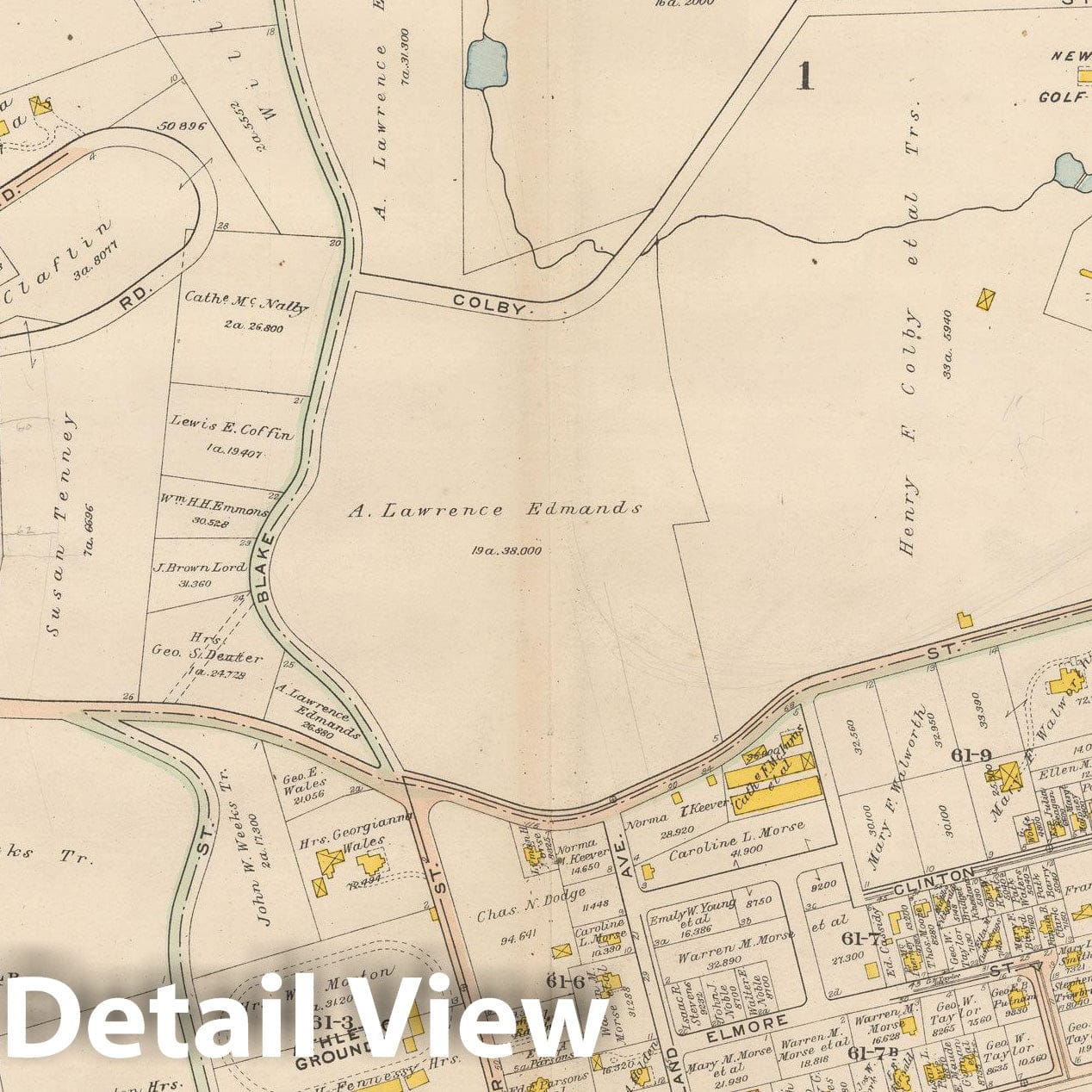 Historic Map : Atlas City of Newton, MA, Newton 1907 Plate 014 , Vintage Wall Art
