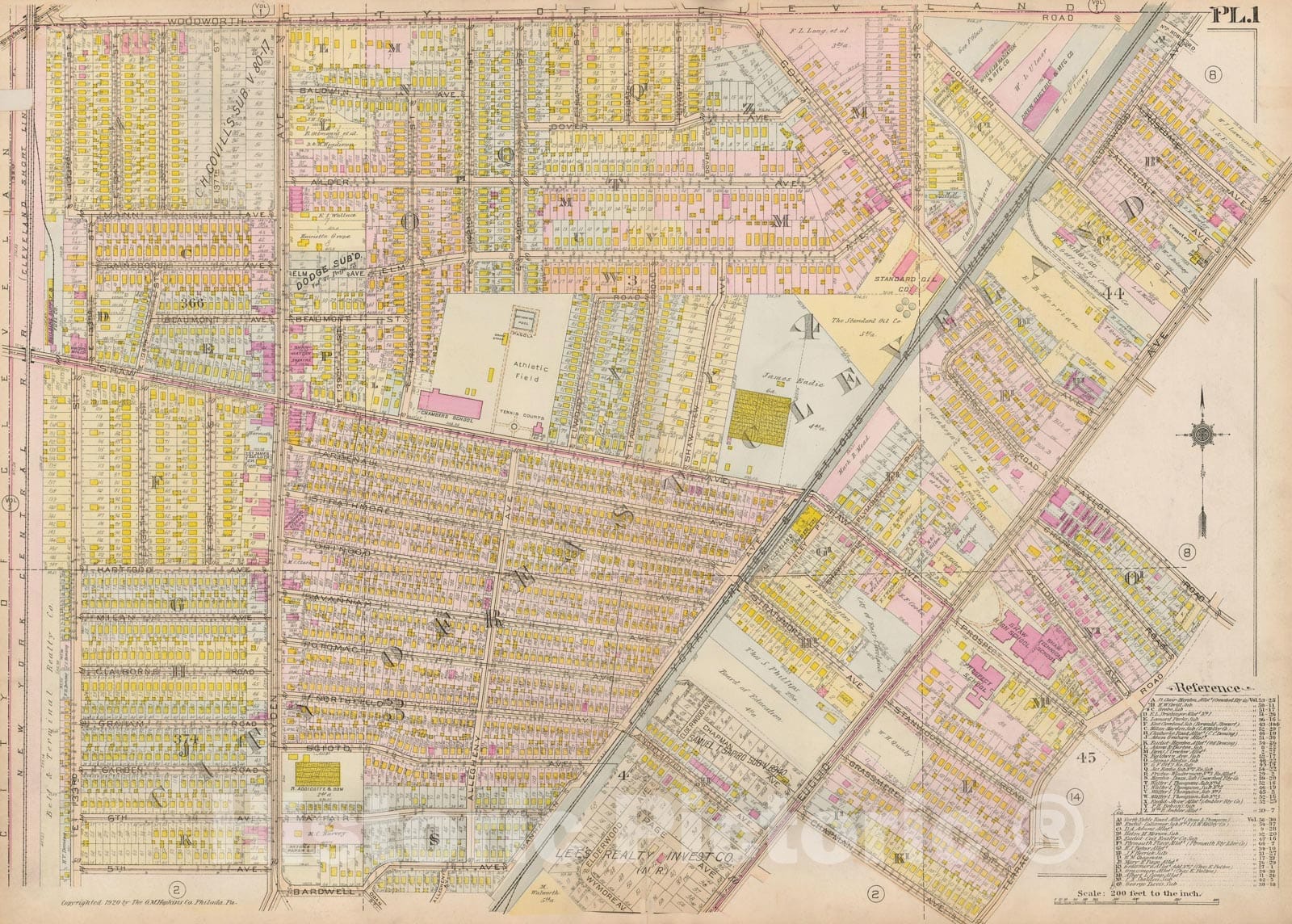 Historic Map : Plat Book of The City of Cleveland, Vol. Three, Cleveland 1920 Plate 001 , Vintage Wall Art