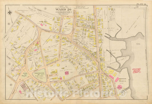 Historic Map : Atlas City of Boston, Vol. 5, Dorchester, Dorchester 1898 Plate 008 , Vintage Wall Art