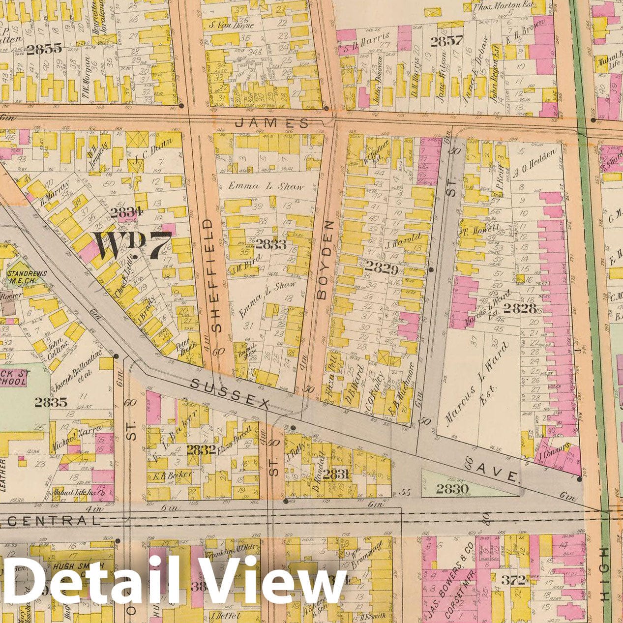 Historic Map : Atlas City of Newark, Newark 1901 Plate 010 , Vintage Wall Art