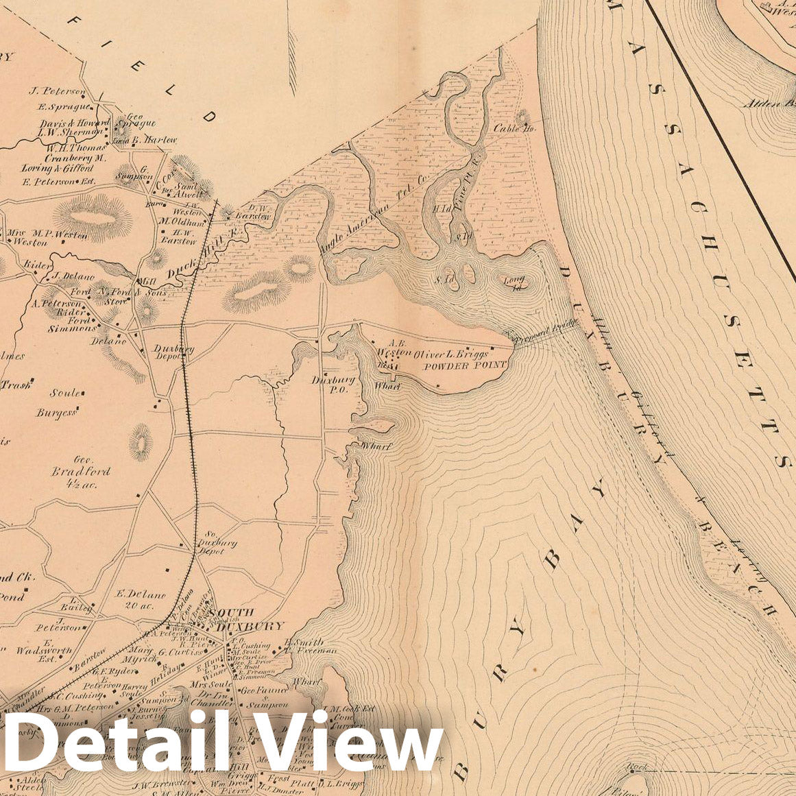 Historic Map : Atlas of Plymouth County Massachusetts, Duxbury 1879 , v2, Vintage Wall Art
