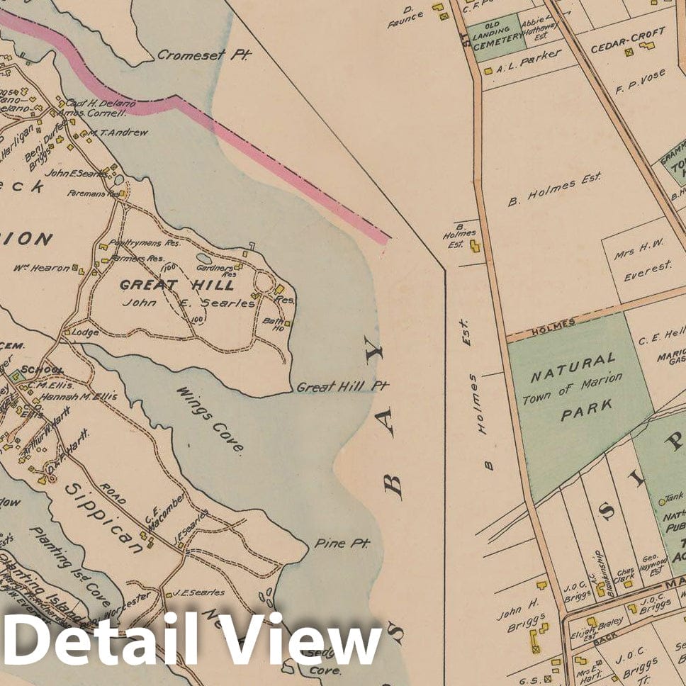 Historic Map : MA, Marion 1903 Plate 023 , New Topographical Atlas of Surveys of Plymouth County ... , Vintage Wall Art