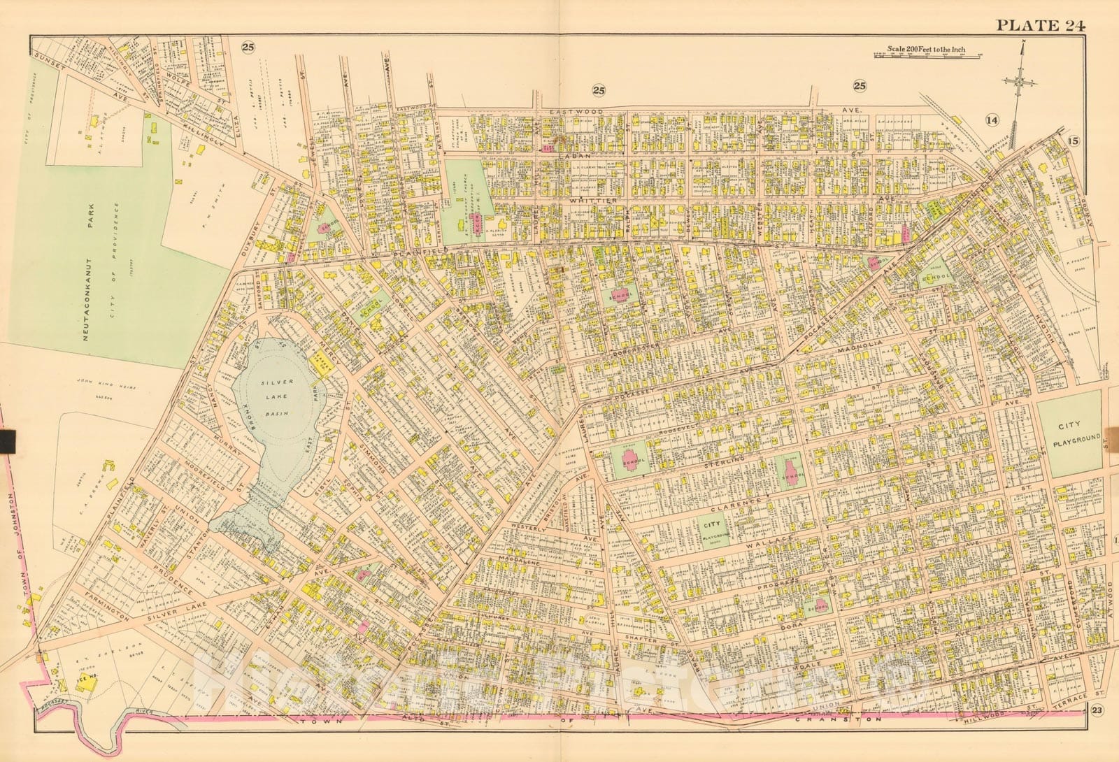Historic Map : Atlas City of Providence Rhode Island, Providence 1908 Plate 024 , Vintage Wall Art