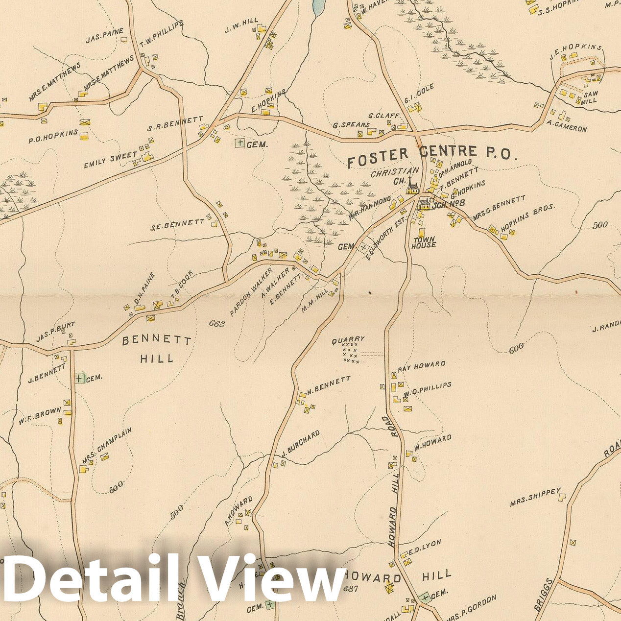 Historic Map : Atlas of Providence County, Foster 1895 , Vintage Wall Art
