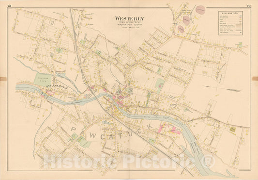 Historic Map : Atlas of Southern Rhode Island, Westerly 1895 , v4, Vintage Wall Art