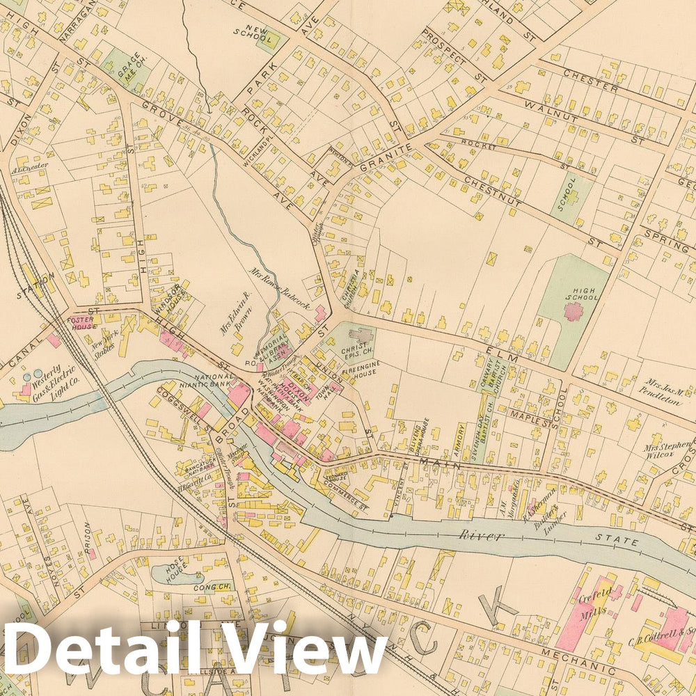 Historic Map : Atlas of Southern Rhode Island, Westerly 1895 , v4, Vintage Wall Art