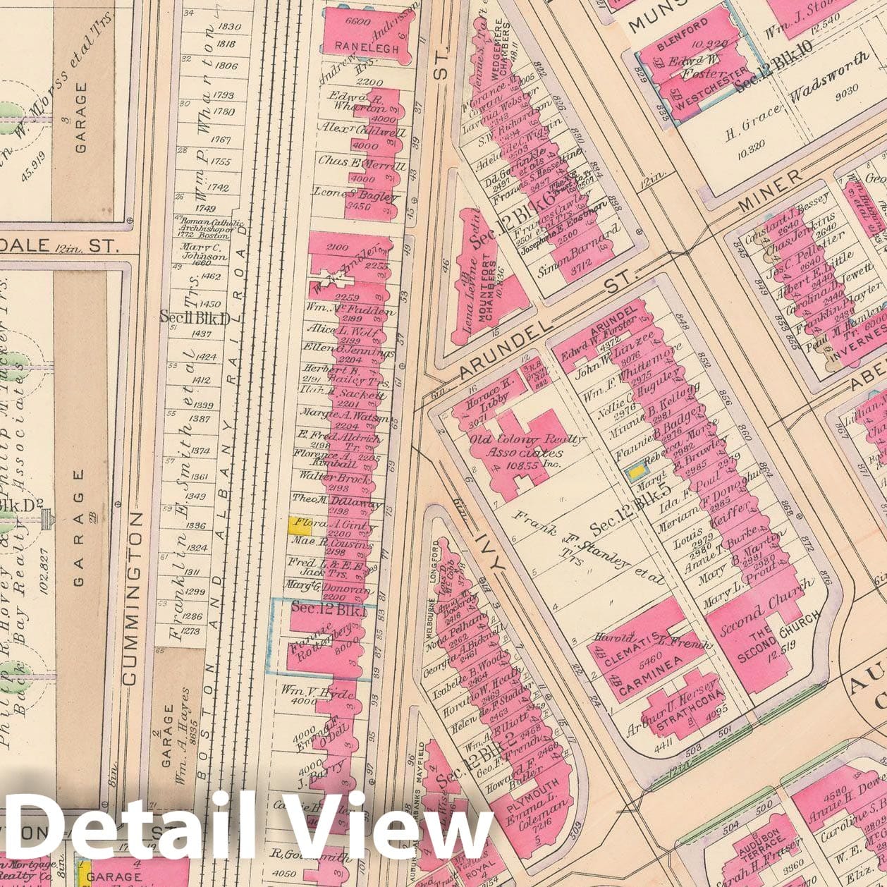 Historic Map : Atlas City of Boston, Roxbury, Roxbury 1915 Plate 012 , Vintage Wall Art