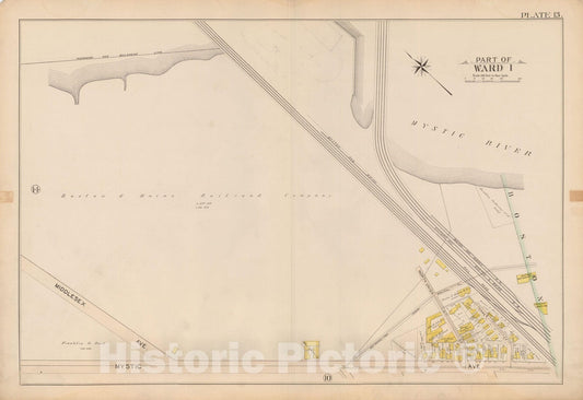Historic Map : Atlas City of Somerville, Somerville 1895 Plate 013 , Vintage Wall Art