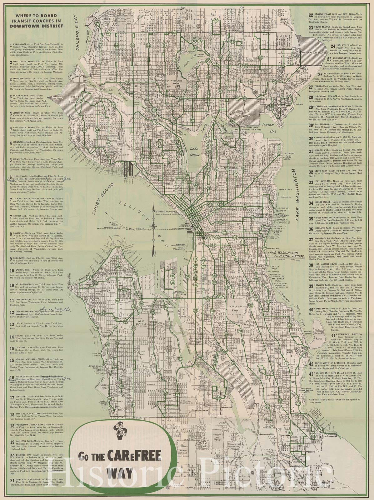 Historic Map : Seattle, Seattle Transit Map 1956 Railroad Catography , Vintage Wall Art