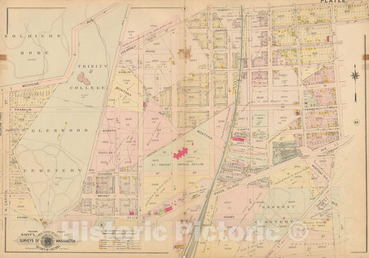 Historic Map : Atlas of Washington D.C. Volume 4 (NE, SE), Washington 1907 Plate 006 , Vintage Wall Art