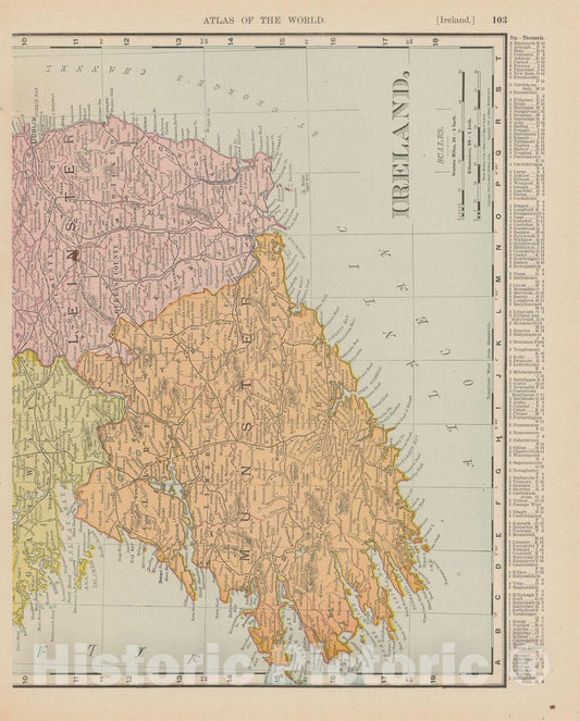 Historic Map : Ireland 1900 , Universal Atlas World , v2, Vintage Wall Art