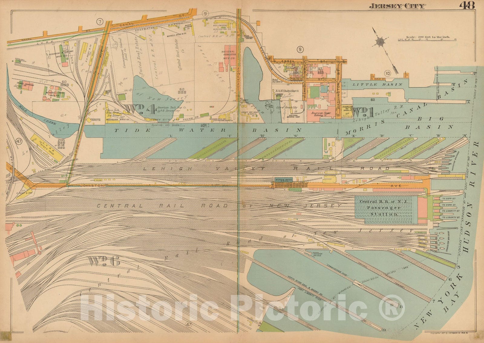 Historic Map : Plat Book of Jersey City, 1928 Plate 048 , Vintage Wall Art