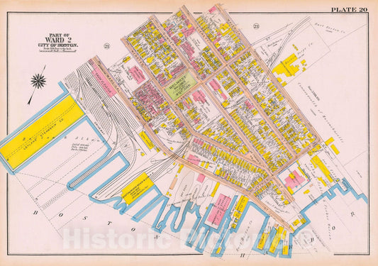 Historic Map : Atlas City of Boston: Charlestown and East Boston, East Boston 1922 Plate 020 , Vintage Wall Art