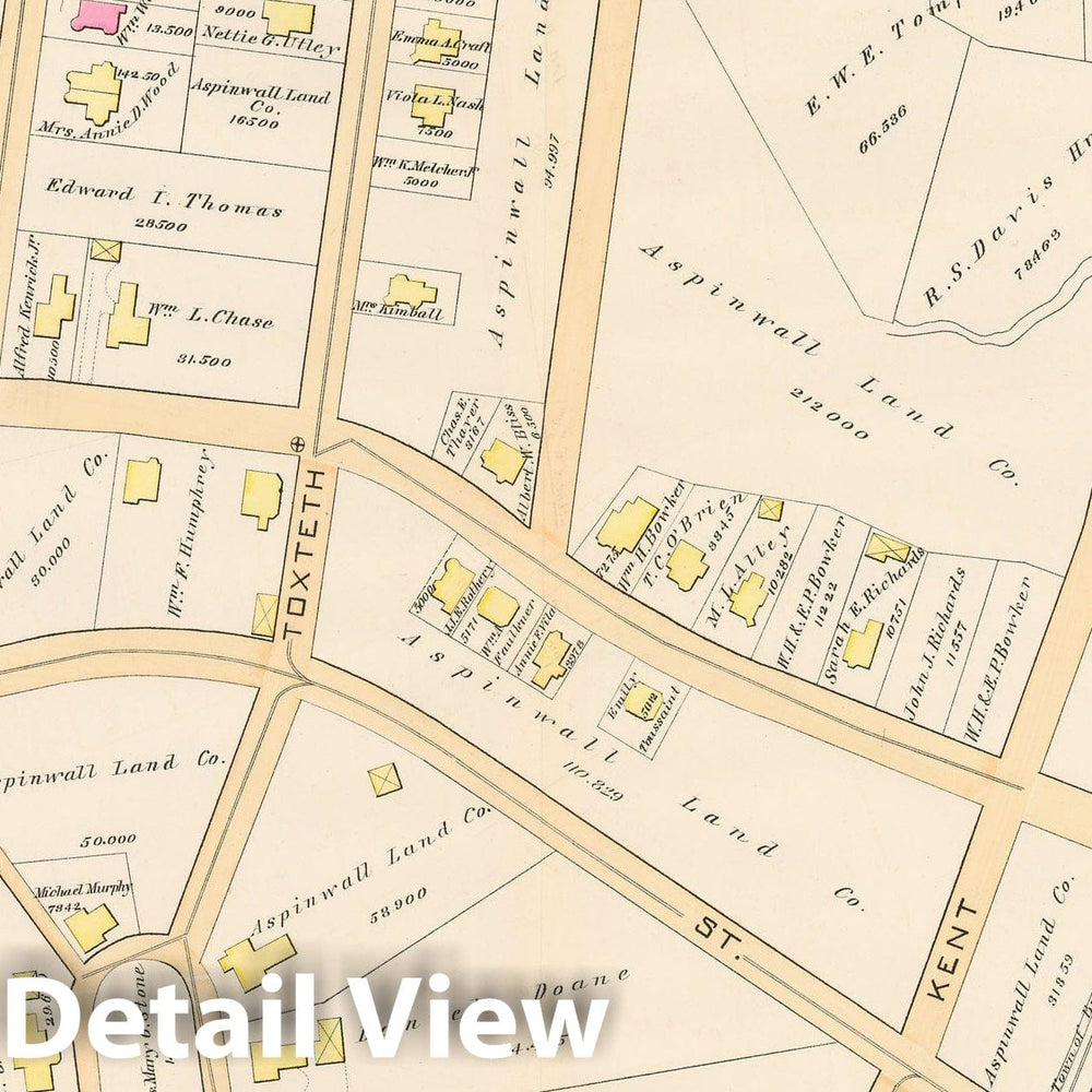Historic Map : Atlas Town of Brookline, Brookline 1888 Plate J , Vintage Wall Art