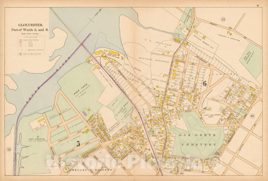 Historic Map : Atlas of Cape Ann, Gloucester, Rockport and Manchester, Gloucester 1899 Page 009 , Vintage Wall Art