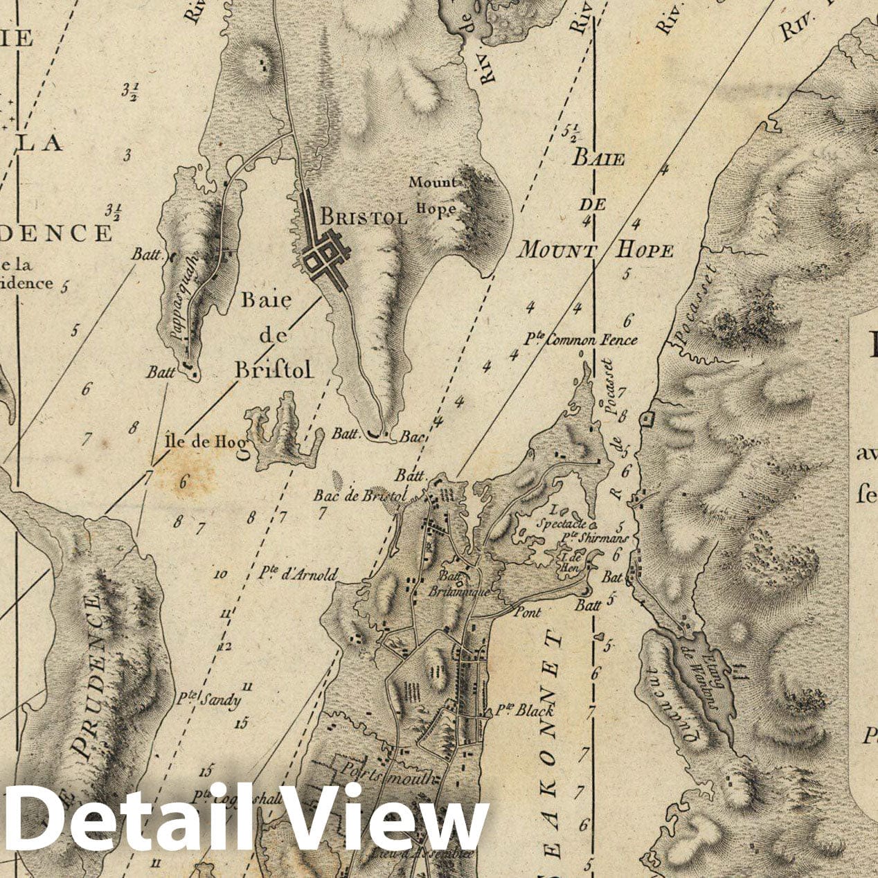 Historic Map : 18th Century Coastal Charts, Narraganset Bay 1780 Topographic Map , Vintage Wall Art