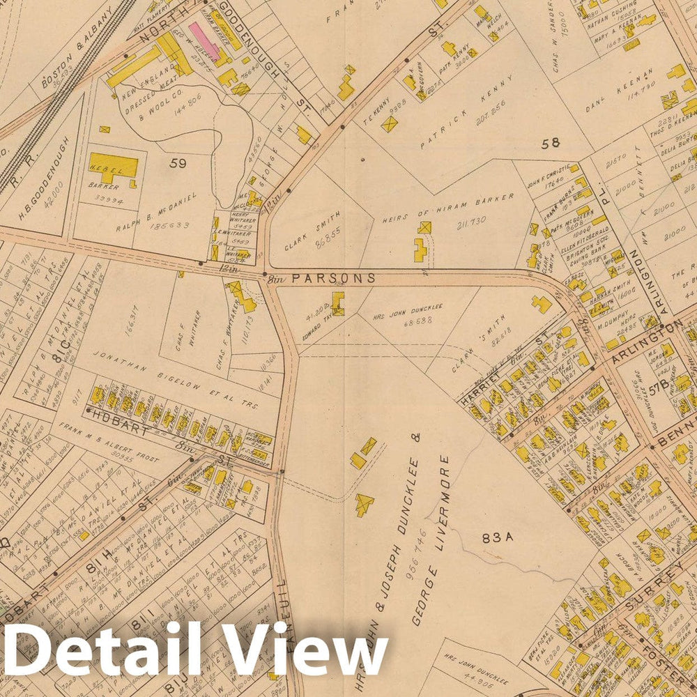 Historic Map : Atlas of Dorchester, West Roxbury and Brighton, Brighton 1899 Plate 037 , Vintage Wall Art