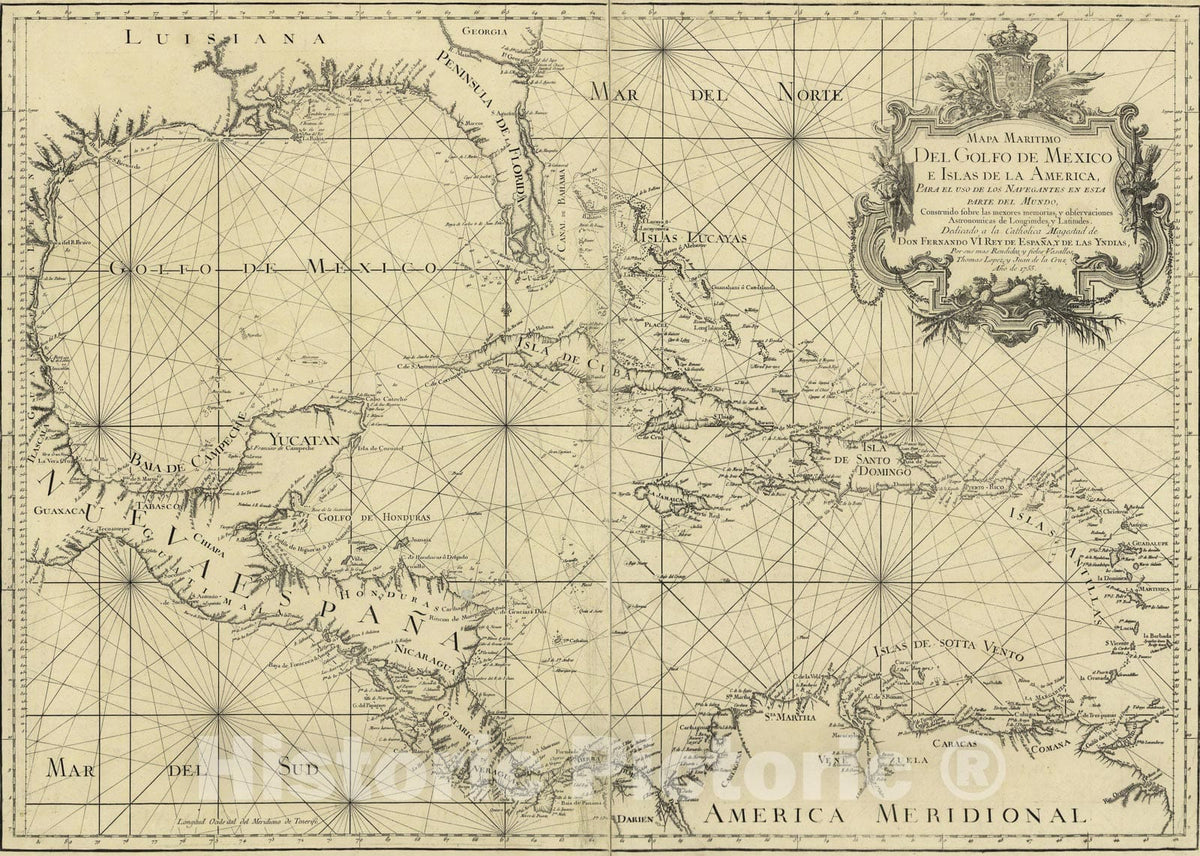 Historic Map : West Indies 1755 Topographic Map , Vintage Wall Art