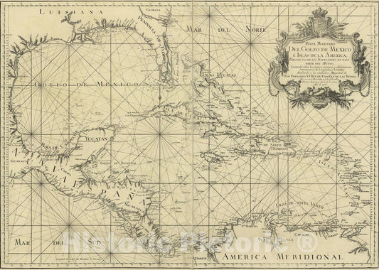 Historic Map : West Indies 1755 Topographic Map , Vintage Wall Art