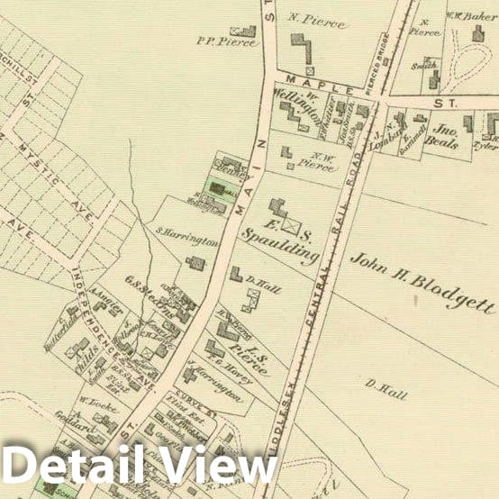 Historic Map : County Atlas of Middlesex Massachusetts, East Lexington 1875 , Vintage Wall Art