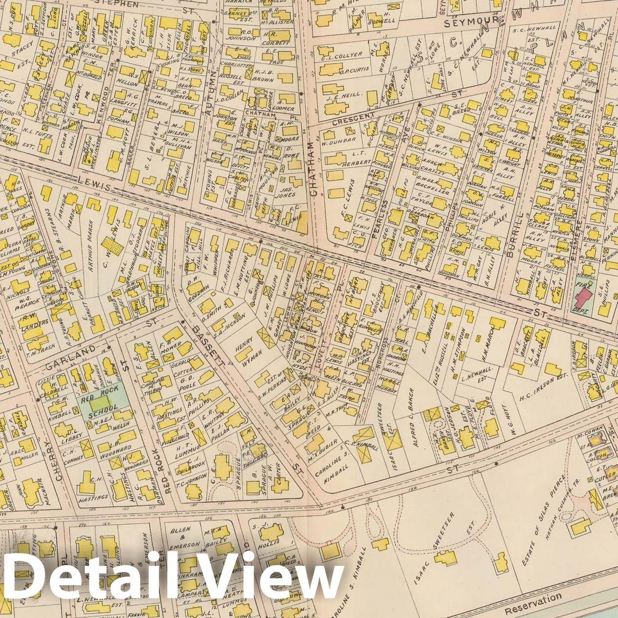 Historic Map : Atlas of Lynn, Swampscott and Saugus, Lynn 1905 Plate 003 , Vintage Wall Art