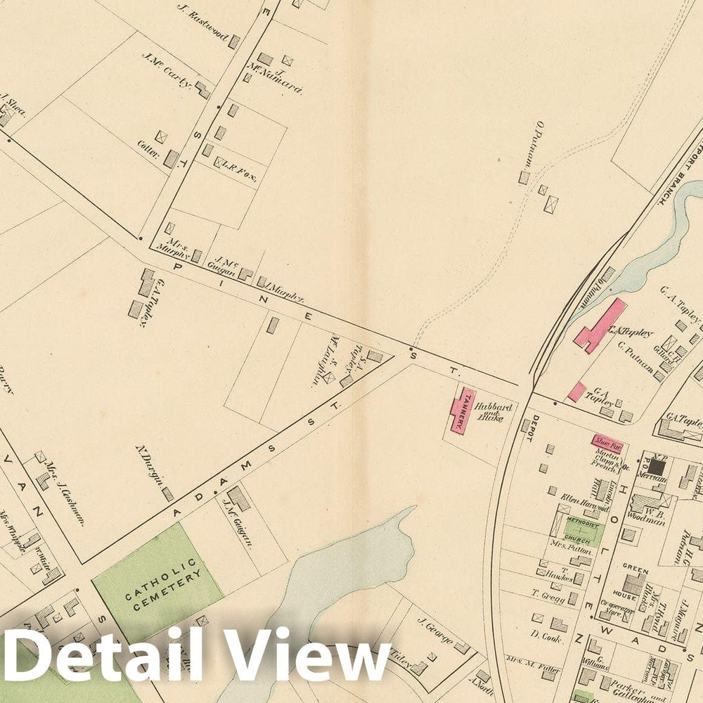 Historic Map : Atlas of Essex County, Danvers 1884 , v3, Vintage Wall Art