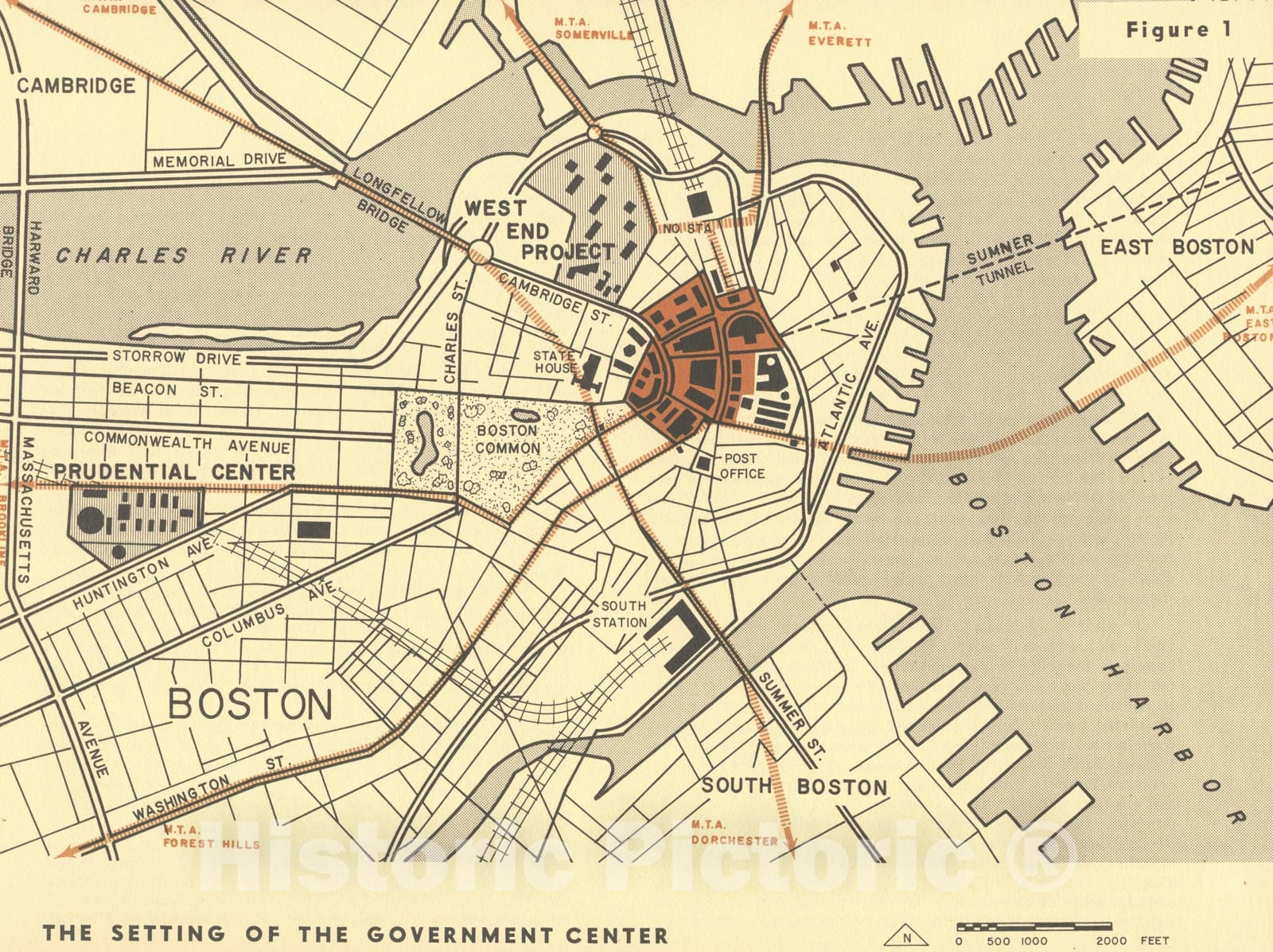Historic Map : Government Center Setting 1959 , Vintage Wall Art