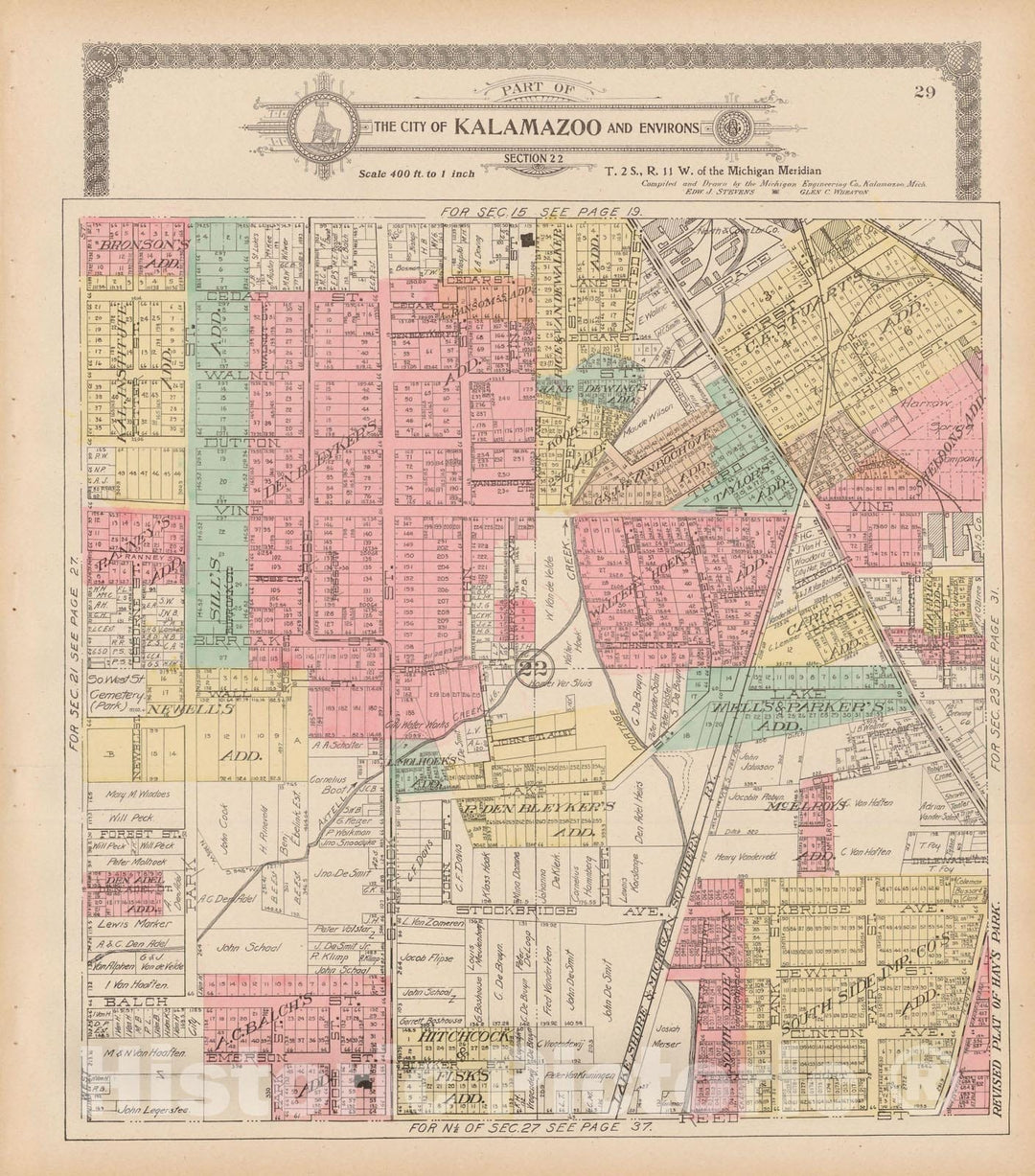 Historic Map : Kalamazoo 1910 , Standard Atlas of Kalamazoo County , v17, Vintage Wall Art