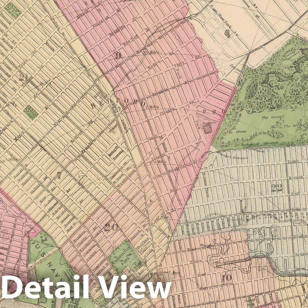Historic Map : Atlas of Long Island, New York, Brooklyn 1873 , Vintage Wall Art