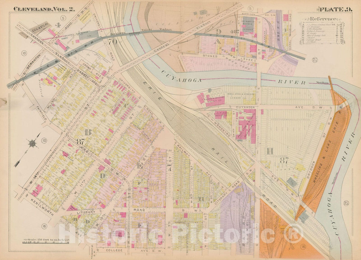 Historic Map : Plat Book of The City of Cleveland, Vol. Two, 1912 Plate 009 , Vintage Wall Art