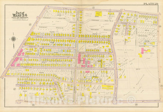 Historic Map : Atlas City of Boston, Dorchester, Dorchester 1910 Plate 029 , Vintage Wall Art