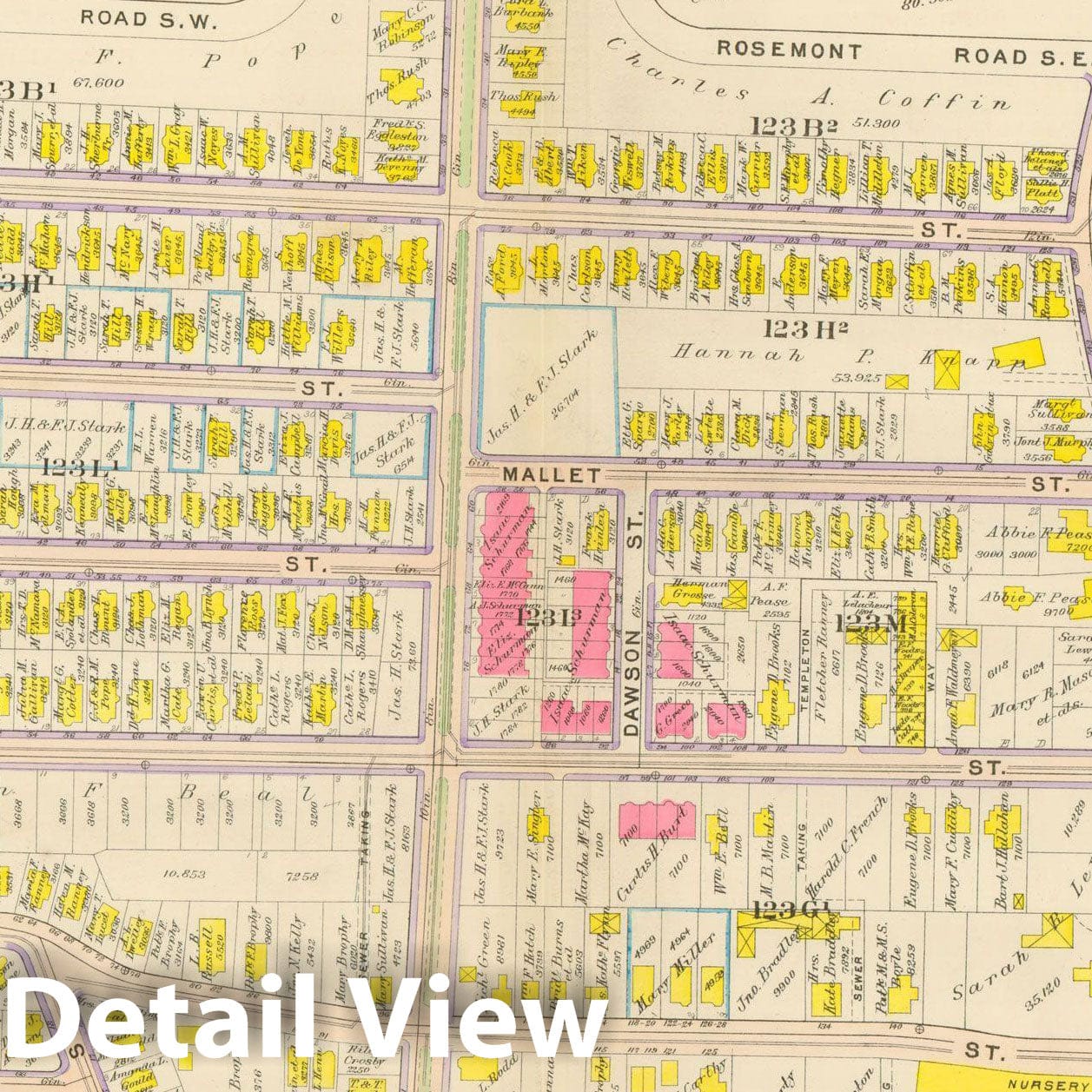 Historic Map : Atlas City of Boston, Dorchester, Dorchester 1910 Plate 029 , Vintage Wall Art